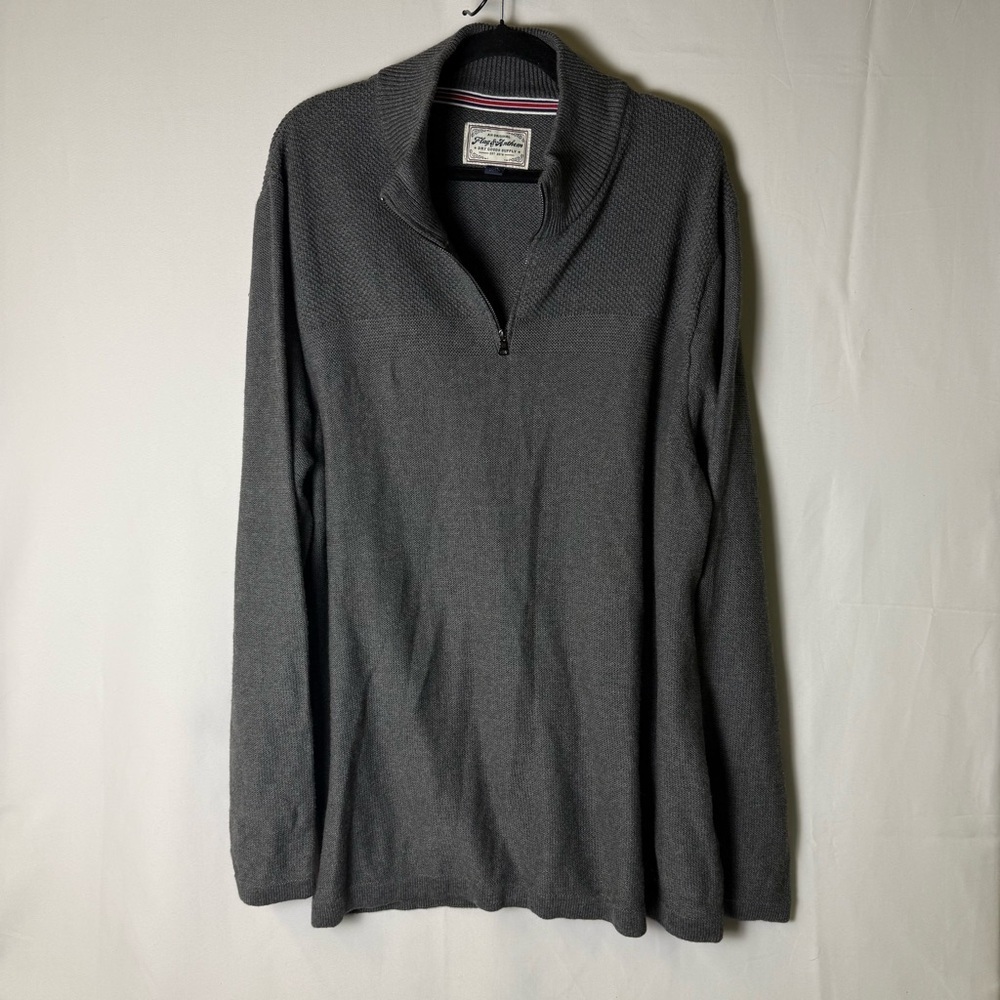 🛍️Flag & Anthem‎ Original Gray Half-Zip Men's Sweater Cotton sz XXL Knitwear - Picture 11 of 14